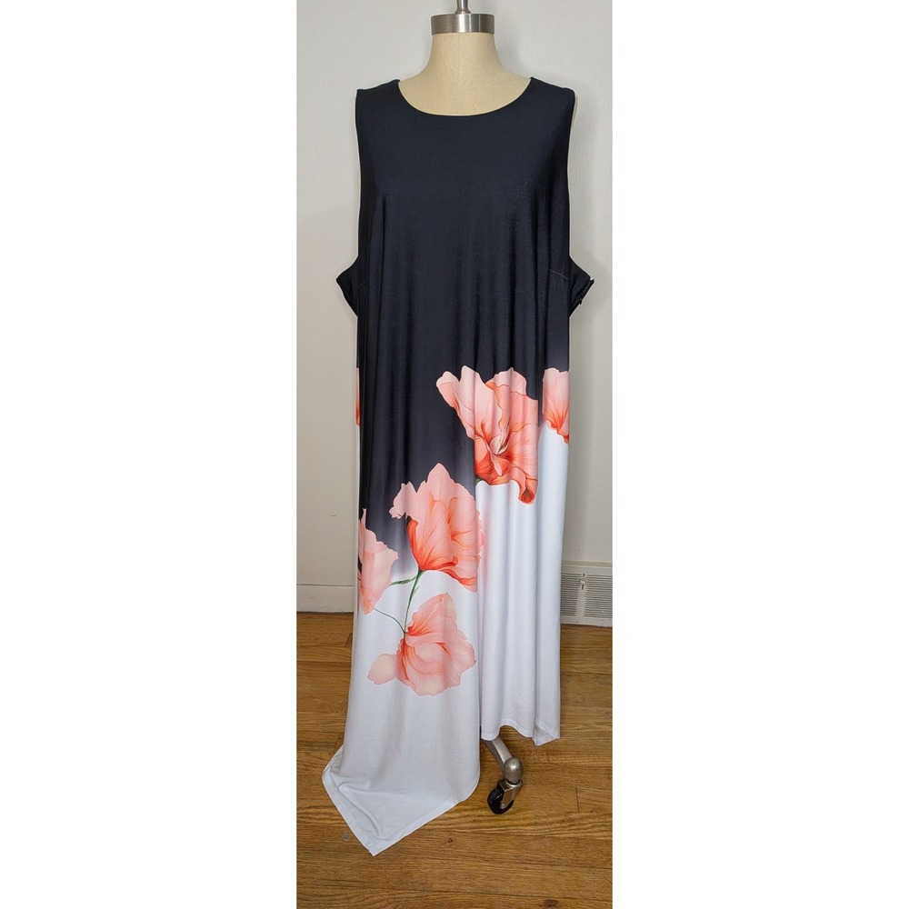 NWT Cato Women 3x Plus Size 26/28W Ombre Floral Maxi Dress Sharkbite Hem
